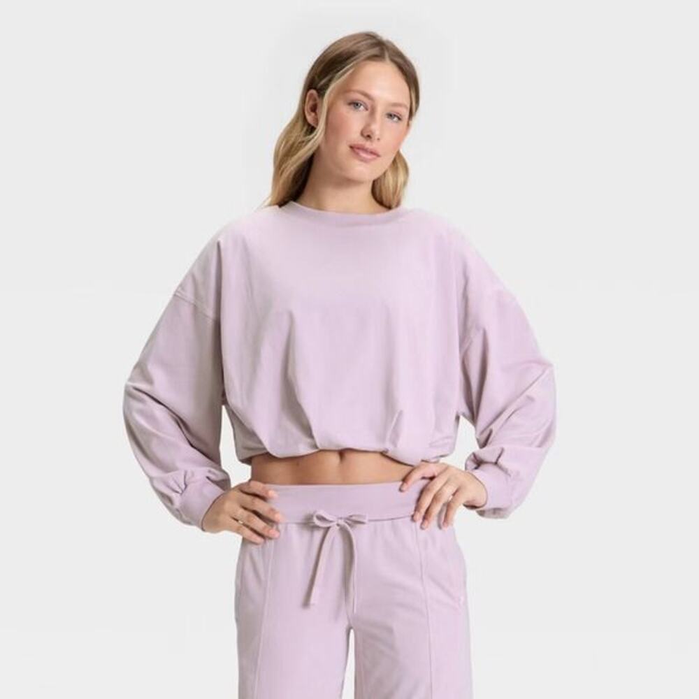 JoyLab Light Purple Bubble Hem Long Sleeve Top XL